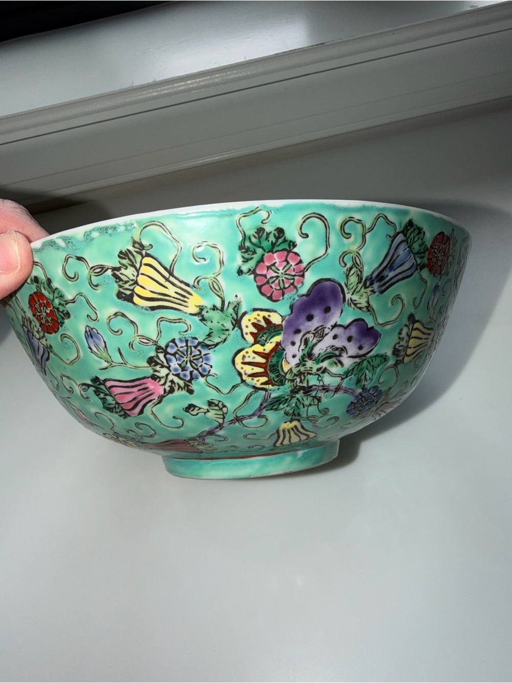 Chinese Famille Rose Turquoise Butterfly Bowl - Picture 10 of 10